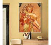 LINKGIN Home Alphonse Mucha Toile Affiches et Gravures Art Rétro Femme Toile Peinture Art sur Le Mur Art Fille Photos pour La Décoration De La Maison 55x40cm sans Cadre
