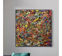 LINKGIN Home Lignes abstraites colorées Affiche Graffiti Art Toile Peintures Impressions Jackson Pollock Style Photos pour Galerie Décor 53x53cm sans cadre