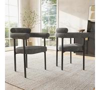 LINKHOO 2 chaises de Salle à Manger, et épurées en Tissu suédé, sièges Ronds Confortables, adaptées pour la Salle à Manger, Le Salon et Le Bureau, Gris foncé