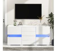 LINKHOO Buffet blanc brillant, armoire de rangement, pour salle à manger ou salon, charge maximale 50 kg, 140*35*72 cm, blanc