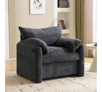 LINKHOO canapé Individuel, Tissu en Chenille, Fauteuil surdimensionné, Chaise décorative et de Loisirs, Design Moderne, Convient pour Le Salon et la Chambre, Gris