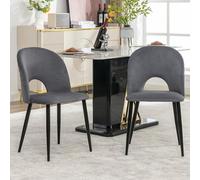LINKHOO Chaise de Salle à Manger (2 pcs), Chaise rembourrée Design avec Dossier, Assise en Velours, Structure en métal, Pieds réglables, Motif en Diamant à l'arrière, Gris