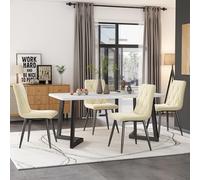 LINKHOO Chaise de Salle à Manger (4 pièces), rembourré Design,en Velours Twill, avec Dossier, Assise en Velours, Structure en métal, Pieds en métal, 40 * 45 * 86 cm, Beige