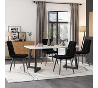 LINKHOO Chaise de Salle à Manger (4 pièces), rembourré Design,en Velours Twill, avec Dossier, Assise en Velours, Structure en métal, Pieds en métal, 40 * 45 * 86 cm, Noir
