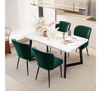 LINKHOO Chaise de Salle à Manger, rembourrée Design, avec Dossier, Assise en Velours, Structure en métal, 47 x 43 x 86 cm, Vert foncé, 4 pièces