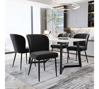 LINKHOO Chaise de Salle à Manger, rembourrée Design, avec Dossier, Assise en Velours, Structure en métal, 47 x 43 x 86 cm, Noir, 4 pièces
