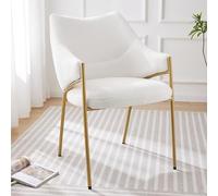 LINKHOO Chaises de Salle à Manger (1 pièce), fauteuils de Salon, fauteuils avec accoudoirs, Tissu en Peluche de Mouton, Coussin d'assise épais, Beige