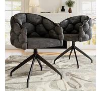 LINKHOO Chaises en Velours de Luxe (2 pièces), pivotant à 360°, Chaise pivotante, chaises de Salon, de Salle à Manger, de Maquillage, de Style Moderne, de Salle à Manger avec Dossier, Gris