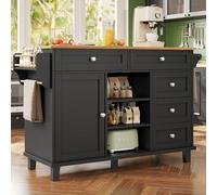 LINKHOO Chariot à Repas, Combinaison de tiroirs et d'armoires de Rangement, adapté aux Cuisines domestiques, 134 x 46 x 92 cm, Noir