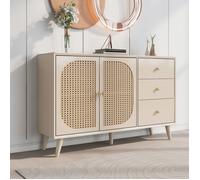 LINKHOO Commode, armoire verticale, meuble TV,avec grand espace, Charge maximale 50 kg, 120*40*82.5 cm, blanc cassé crème