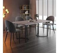 LINKHOO Ensemble de Salle à Manger,avec 4 chaises de Salle à Manger en Velours avec Motif Diamant, Pieds de Chaise réglables, Velours Gris, Plateau de Table en MDF Gris, Pieds de Table Noir