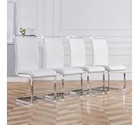 LINKHOO Fauteuils à Bascule(Ensemble, 4 pièces), Structure en métal chromé, rembourrés avec Un revêtement en Simili Cuir,supportant jusqu'à 120 kg, Blanc