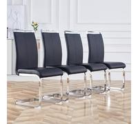 LINKHOO Fauteuils à Bascule(Ensemble, 4 pièces), Structure en métal chromé, rembourrés avec Un revêtement en Simili Cuir,supportant jusqu'à 120 kg,Noir