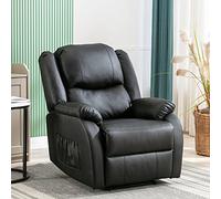 LINKHOO Fauteuils et chaises Longues Relax, réglable, Cuir PU, avec Repose-Pieds et Poche latérale, pour Salon XXL, 80 * 90 * 100 cm, Noir