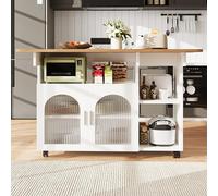 LINKHOO Ilot de Cuisine, Armoire de Cuisine, Chariot de Service Amovible Armoire de Buffet, avec veines de Bois, Table de Repas multifonctionnelle avec Espace de Stockage,120 * 30 * 79.5 cm, Blanc