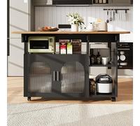 LINKHOO Ilot de Cuisine, Armoire de Cuisine, Chariot de Service Amovible Armoire de Buffet, avec veines de Bois, Table de Repas multifonctionnelle avec Espace de Stockage,120 * 30 * 79.5 cm, Noir