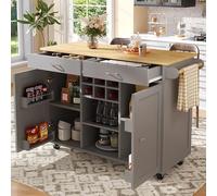 LINKHOO Ilot de Cuisine Moderne, Armoire Buffet, Chariot de Repas avec veines de Bois, Table de Repas multifonctionnelle avec Espace de Stockage, 102×45×92cm, Gris