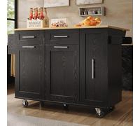 LINKHOO Ilot de Cuisine Moderne, Armoire de Cuisine, avec Espace de Stockage,Chariot de Repas avec étagères à Snacks et armoires fonctionnelles Extensibles, Noir