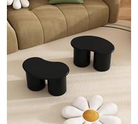 LINKHOO irrégulier, 2 Petits tabourets, Table Basse irrégulière, 16 x 42 x 24,5 cm, Noir