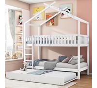 LINKHOO Lit cabane d’Enfant, Trois Lits, Extensible, Design Peu encombrant, 90x200 cm, Blanc