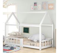 LINKHOO lit d’Enfant cabane, pour Chambre d’Enfant INCL. Lattes Lattes Protector à Lattes, en Bois de pin(sans Matelas), 90 x 200 cm, Blanc
