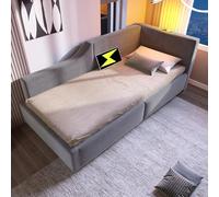 LINKHOO lit rembourré méridienne, avec Rangement hydraulique, Fonction de Lecture et Fonction de Charge USB-C, Cadre de lit pour Enfants avec sommier à Lattes en Bois, Velours, 90x190 cm,Gris