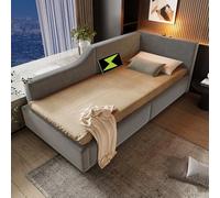 LINKHOO lit rembourré méridienne, avec Rangement hydraulique, Fonction de Lecture et Fonction de Charge USB-C, Cadre de lit pour Enfants avec sommier à Lattes en Bois, Velours, 90x200 cm,Gris