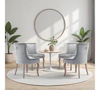 LINKHOO, Lot de 4 chaises de Salle à Manger, Assise en Velours Pieds avec en Bois Massif, haise rembourrée avec Garniture à tête de Clou, idéales pour Le Salon ou la réception, Gris (Gris-4 Pièces)
