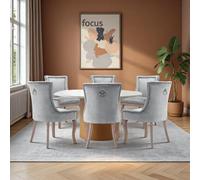 LINKHOO, Lot de 6 chaises de Salle à Manger, Assise en Velours Pieds avec en Bois Massif, haise rembourrée avec Garniture à tête de Clou, idéales pour Le Salon ou la réception, Gris (Gris-6 Pièces)