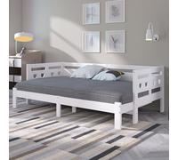 LINKHOO méridienne, lit gigogne, avec 2ème lit et Grille Enroulable, en Forme de cœur, pin Massif,Blanc