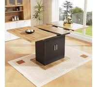 LINKHOO Table à Manger télescopique Optique, avec étagère et Trois étagères, pour la Cuisine et Le Salon, 140×70×76 cm, Noir Naturel