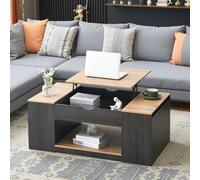 LINKHOO Table Basse Relevable, Basse avec Fonction d'élévation - 109 cm, Structure Grise, Design élégant, Espace de Rangement sous Le Plateau de Table