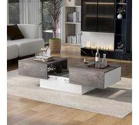 LINKHOO Table Basse Universelle pour Salon, Haute Brillance, avec Table Extensible et Espace de Rangement, Gris, 102 x 60 x 40 cm