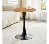 LINKHOO Table d'appoint Ronde, en MDF, Plateau fabriqué Selon Une Technologie de thermoformage Haut de Gamme, Aspect marbre Blanc, Pied de Soutien Noir, 60 * 60 * 72 cm
