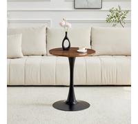 LINKHOO Table d'appoint Ronde, en MDF, Plateau fabriqué Selon Une Technologie de thermoformage Haut de Gamme, Aspect Bois, Pied de Soutien Noir, 60 * 60 * 72 cm