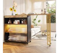 LINKHOO Table de Bar Extensible avec Rangement, Mobile Moderne, Table Haute, 138-204×39×105cm, Noir