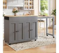 LINKHOO Table de Bar Moderne Extensible, avec Espace de Rangement et Six étagères, Table de bistrot Debout, pour Salle à Manger, 118-180×50×94cm, Gris