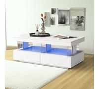 LINKHOO Table de Salon, Table à café Moderne Brillante, Plateau Durable, résistant aux Rayures et Lisse, 100 * 60 * 49,5 cm, Blanc