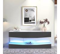 LINKHOO TV Board Suspendu, TV Stand, TV Armoire avec éclairage LED, TV Armoire Suspendue Mur Flottant Support, TV de Divertissement Centre de Consoles Médias pour Le Salon Accueil (Gris)