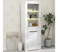 LINKHOO Vitrine avec éclairage LED, Bibliothèque, Armoire à dossiers, avec étagères, pour le rangement, convient pour la cuisine, le salon, le bureau et la salle de réception, 60*35.5*165 cm, blanc