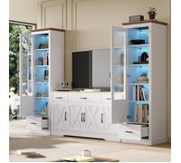 LINKHOO vitrine en verre, avec port USB, télécommande 16 couleurs, armoire haute avec tiroir, 50 * 35 * 178 cm