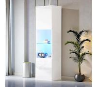 LINKHOO Vitrine en Verre, Vitrine Blanche Haute Brillance avec éclairage LED, 1 étagère en Verre, 45 * 35 * 160 cm, vitrines, vitrines indépendantes, armoires Hautes, armoires de Stockage