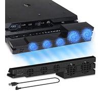 Linkhood Ventilateur de refroidissement pour PS4 Pro, refroidisseur externe USB, 5 ventilateurs Turbo contrôle de la température, ventilateurs de refroidissement pour console de jeu Sony PlayStation