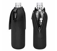 Linkidea, 1 lot de housses jetables pour bouteille d'eau, compatibles avec Smartwater 500 ml/600 ml, Evian 500 ml, housse isotherme en néoprène avec fermeture éclair verrouillable, noir