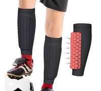 Linkidea 1 Paire de protège-Tibias de Football pour Enfants et Jeunes avec de Longs Coussinets cellulaires pour éviter Les collisions de Football, de Basket-Ball et de Volley-Ball (Noir, XXL)