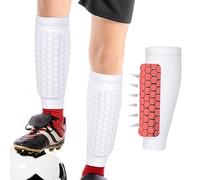 Linkidea 1 Paire de protège-Tibias de Football pour Enfants et Jeunes avec de Longs Coussinets cellulaires pour éviter Les collisions de Football, de Basket-Ball et de Volley-Ball (Blanc, XL)