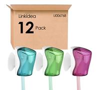 Linkidea 12 pcs Housses de tête de Brosse à Dents de Voyage avec Ventouse, Compatible avec Oral-B et brosses à Dents manuelles, Support Mural Portable extérieur
