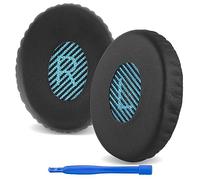 Linkidea Coussinets de rechange compatibles avec Bose On-Ear OE2, OE2i, SoundTrue, SoundLink On-Ear (OE), coussinets d'oreille (cuir protéiné / maille bleue)