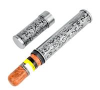 Linkidea Étui à cigares en alliage de zinc à motif rayé vintage, tube unique hermétique pour homme, étui de voyage portable compatible avec les cigares de calibre 50 (argenté)