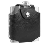 Linkidea Étui à flasque léger en cuir végétalien, pochette de ceinture portable compatible avec les flasques de 6 oz, étui de voyage protecteur pour flasque pour hommes (étui seul/noir)